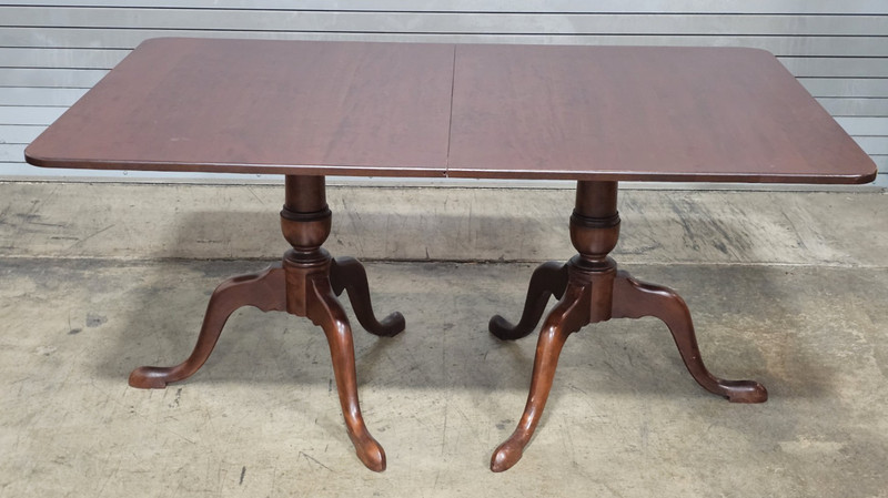 Eldred Wheeler Solid Cherry Two Pedestal Dining Table 2 Leaves Benchmade gallery