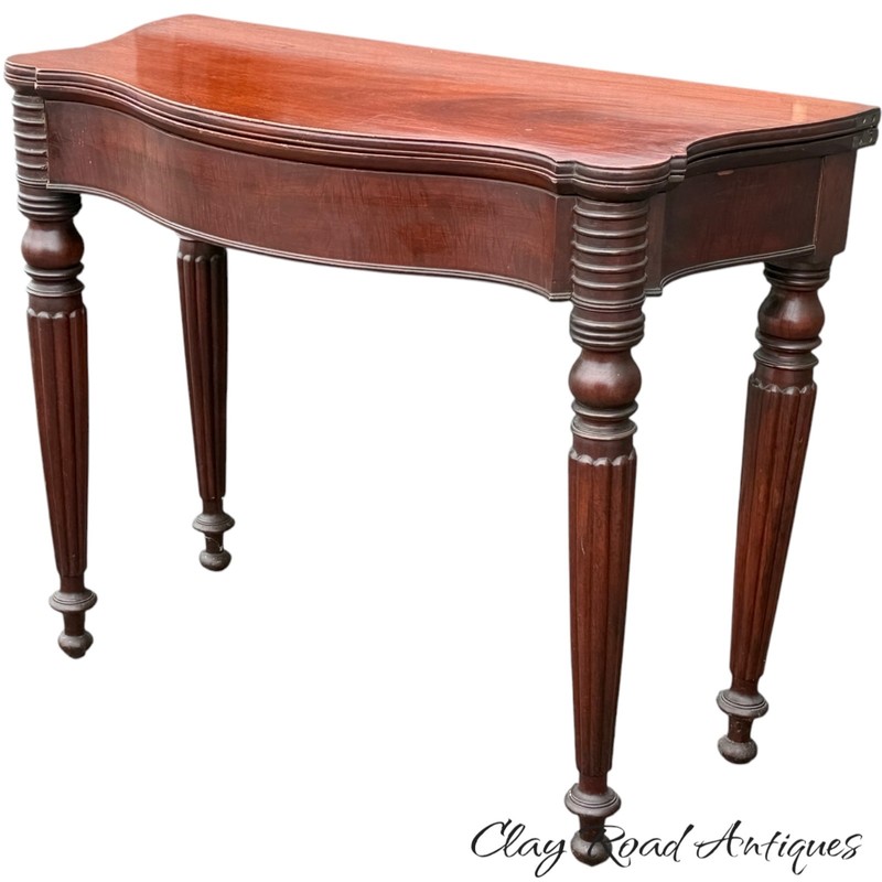 Antique mahogany Boston console card game table original finish federal 1820 gallery