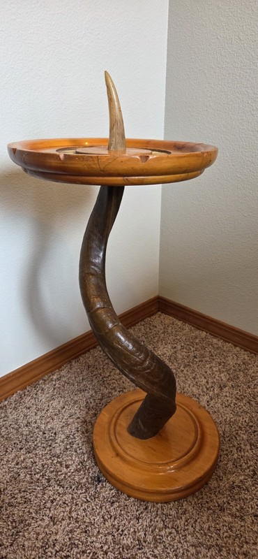 Vintage African Kudu Horn Whiskey And Cigar Side Table gallery