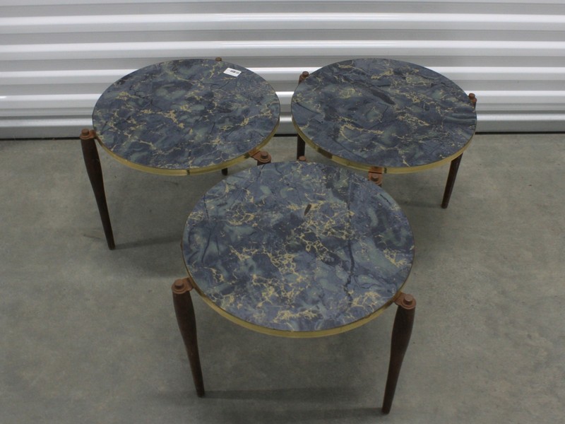 MCM Nesting Stacking Tables Faux Marble Spider Leg Set of Three gallery