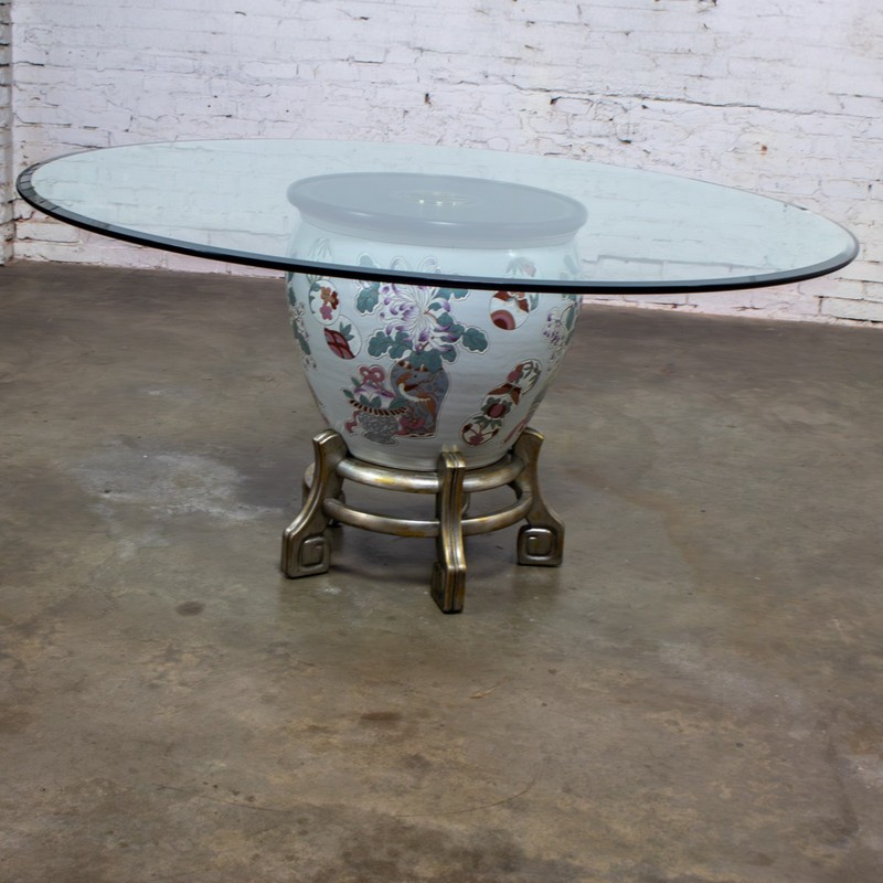 Ming Treasures Fishbowl Pedestal Base Dining Table Drexel Heritage Round Glass