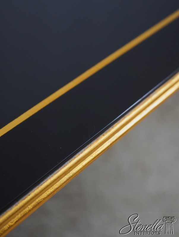 L70480: Neoclassical Hollywood Regency Large Ebony & Gold Oval Dining Table gallery