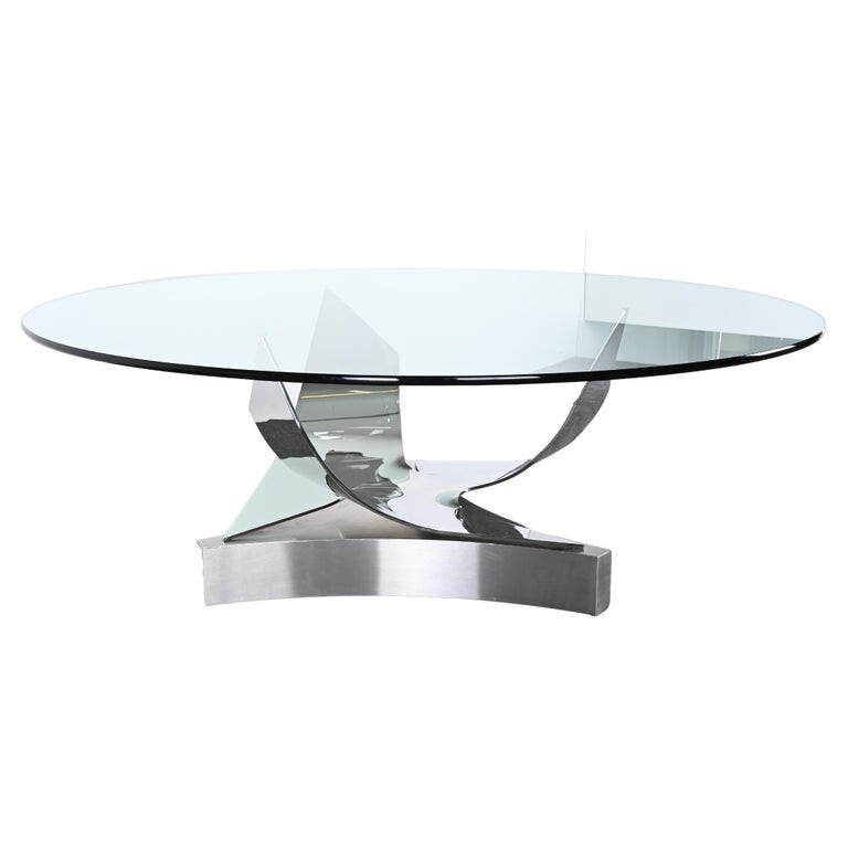 Ron Seff LTD Coronet Dining Table, Karl Springer Style Pace Brueton Steel MCM