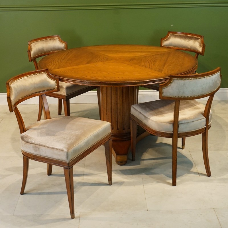 Beautiful 54" Round transitional Oak pedestal dining Kitchen table gallery