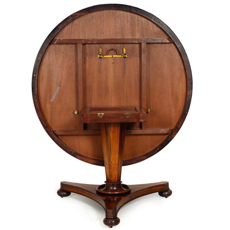 Fine Regency Rosewood Antique Circular Center Table, English circa 1825 gallery