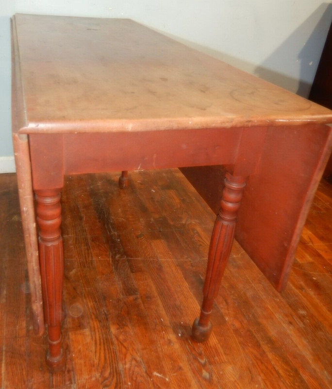 Original Red paint Maple Drop Leaf Dining Table Early 19th century gallery