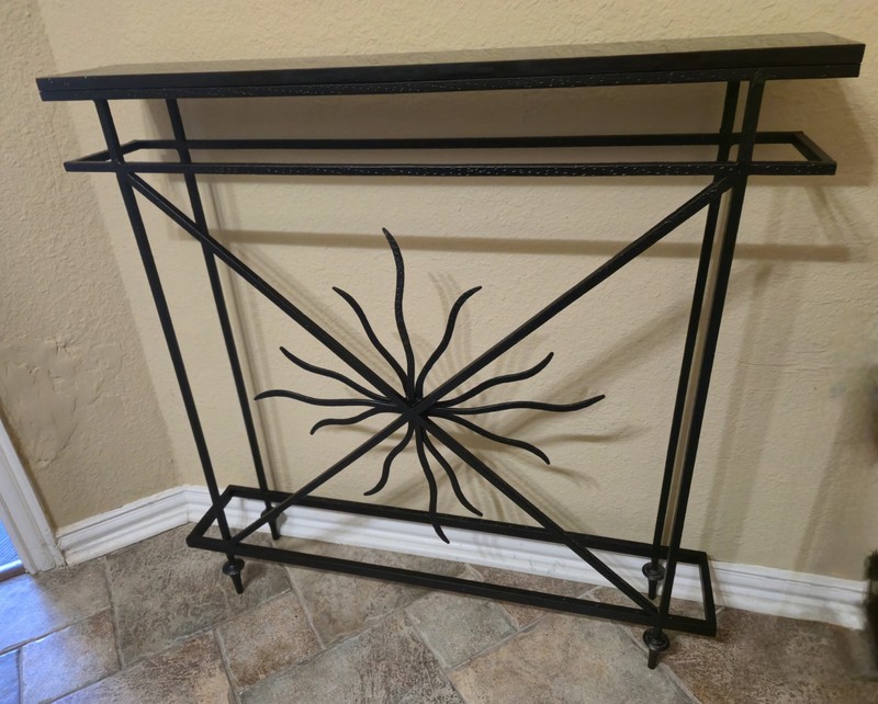 Wrought Iron Mid-Century Art-Deco Style Console With Sunburst.