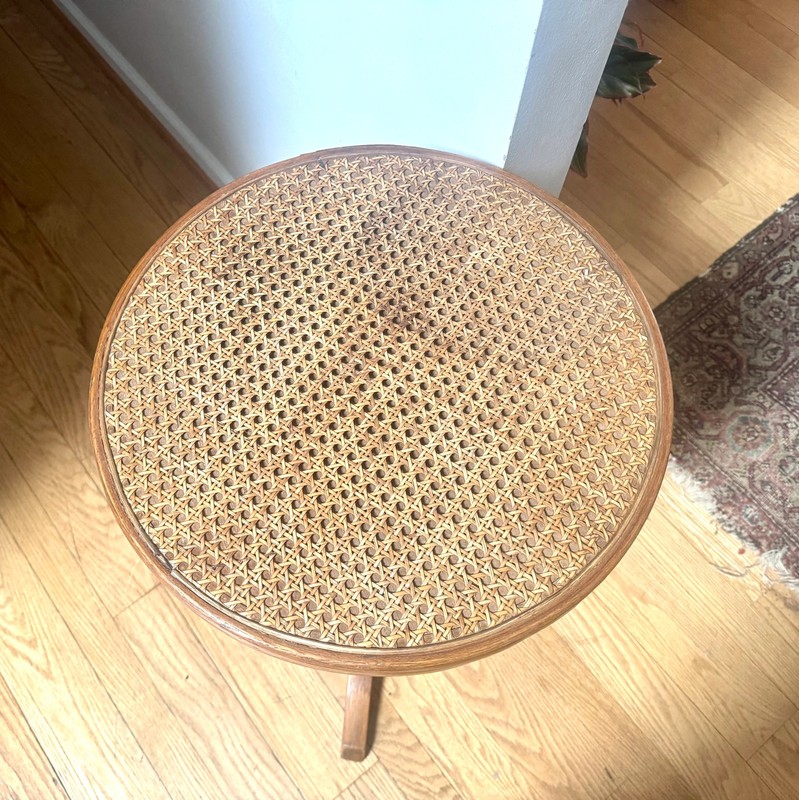 MCM Bent Wood Martini Table | Thonet Style Cane Top Table gallery