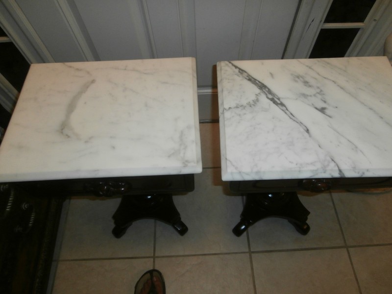 ANTIQUE VICTORIAN STYLE PAIR OF SOLID MAHOGANY MARBLETOP SIDETABLEGENUINEIMARBLE gallery
