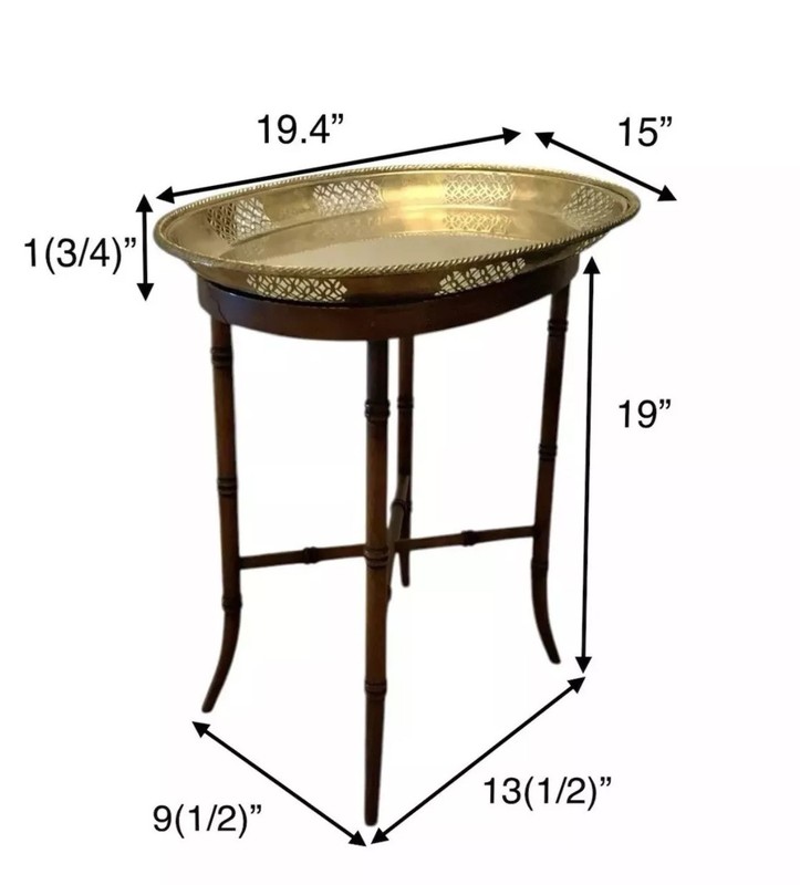 Table Maitland Smith Wood Bamboo Design with Brass Tray Vintage Side Table gallery