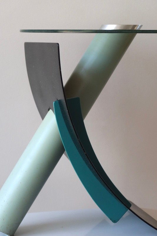 Postmodern Studio Teal and Blue Side Table by Michael Graham, 1987 gallery