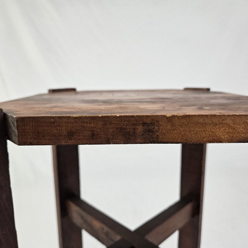 Antique Tabouret Side Table Plant Stand Display Wood Mission Arts & Crafts gallery