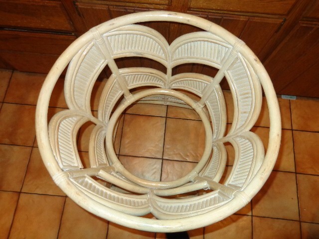 ANTIQUE WICKER & RATTAN HAND MADE DINING TABLE BASE - MISSING GLASS OR WOOD TOP gallery