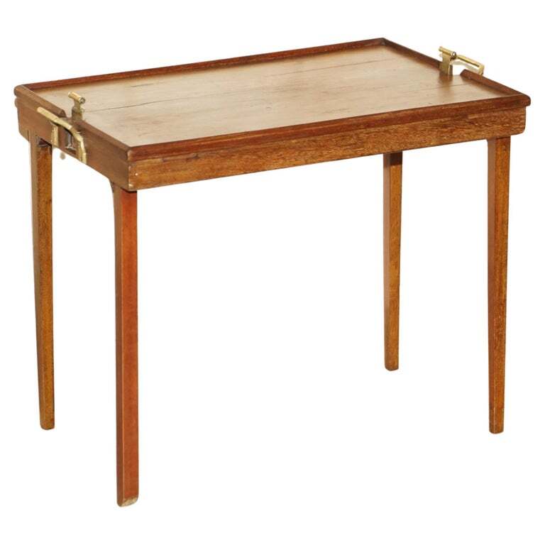 Fine Gillows Attributed Antique Victorian Folding Butlers Campaign Tray Table