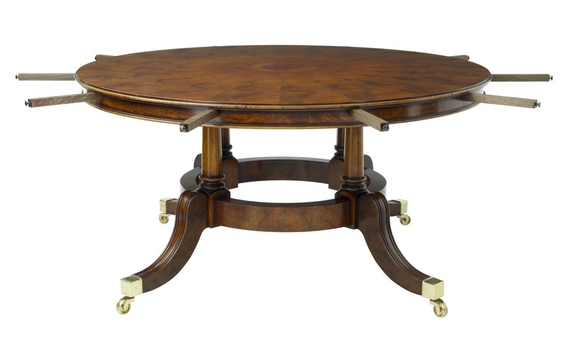 LARGE REGENCY REVIVAL ENGLISH MADE WALNUT JUPE DINING TABLE gallery