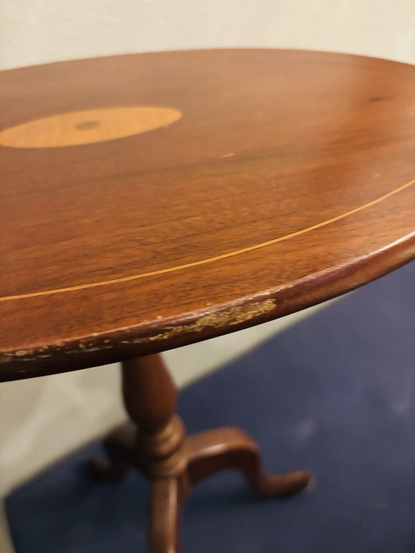 Vintage Sheridan Federal Style Mahogany Wood Tilt Top Accent Side Tea Table 23” gallery