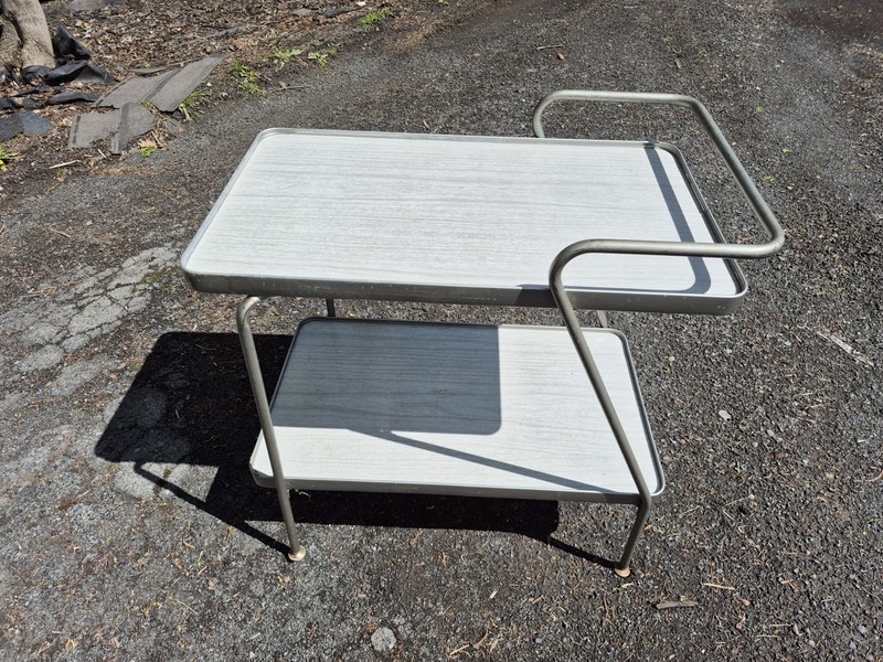 MCM 2 Tier Bar/ Serving Table 28 X 17″ Formica & Steel,PU Near Syracuse NY
