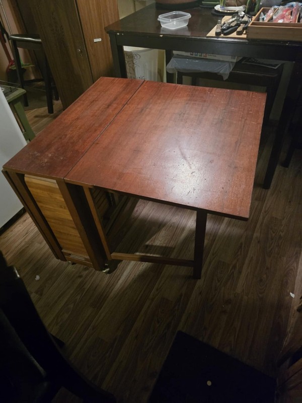 vintage romanian drop leaf table with folding chairs inside very rare gallery