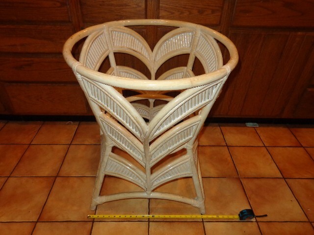 ANTIQUE WICKER & RATTAN HAND MADE DINING TABLE BASE - MISSING GLASS OR WOOD TOP gallery