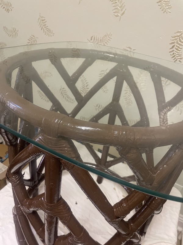 Rattan Bistro Table ~ Indoor/Outdoos Thick Sturdy Glass Coffee Table gallery