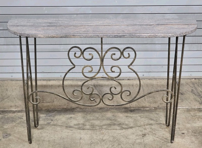 Wrought Iron Designer Base with Granite Top Console Table gallery