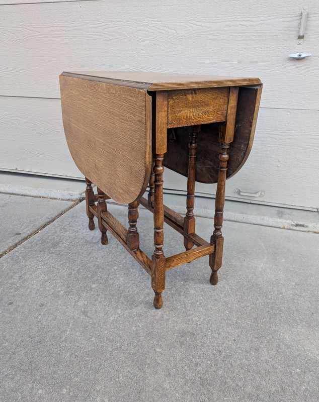 Antique Oak Wood Gate Leg Drop Leaf Kitchen Table English Jacobean Gateleg gallery