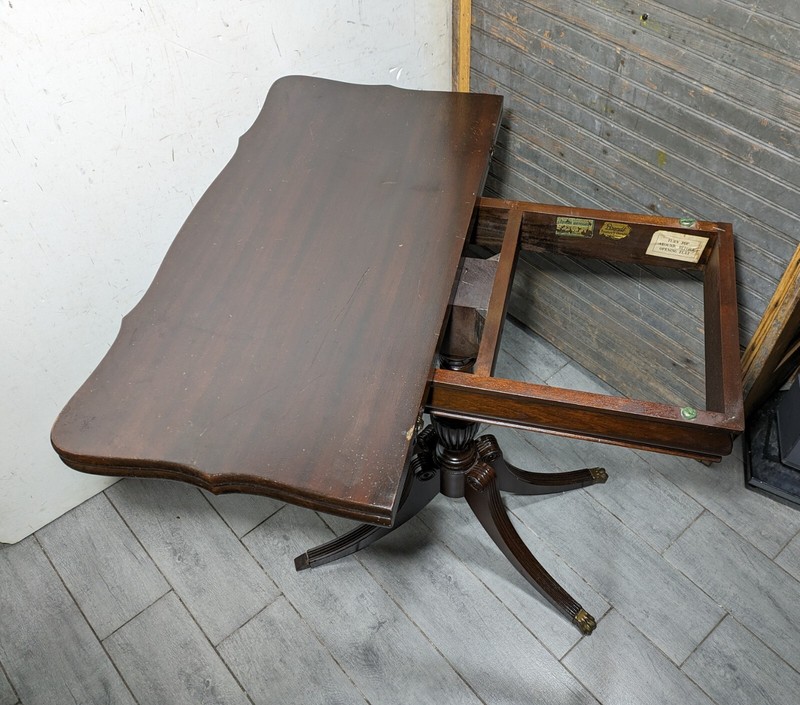 Vintage Brandt Folding Mahogany Game Pedestal Table Claw Feet Duncan Phyfe Style gallery