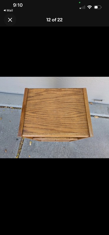 Vintage Rustic Country Farmhouse Oak Wood End Table Nightstand with Shelf H35 gallery