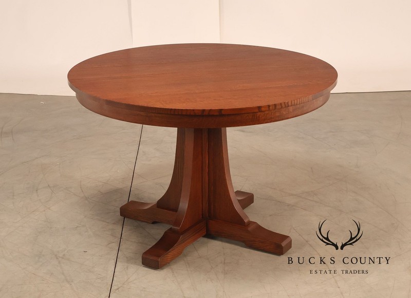 Stickley Mission Collection 46" Round Oak Pedestal Dining Table gallery