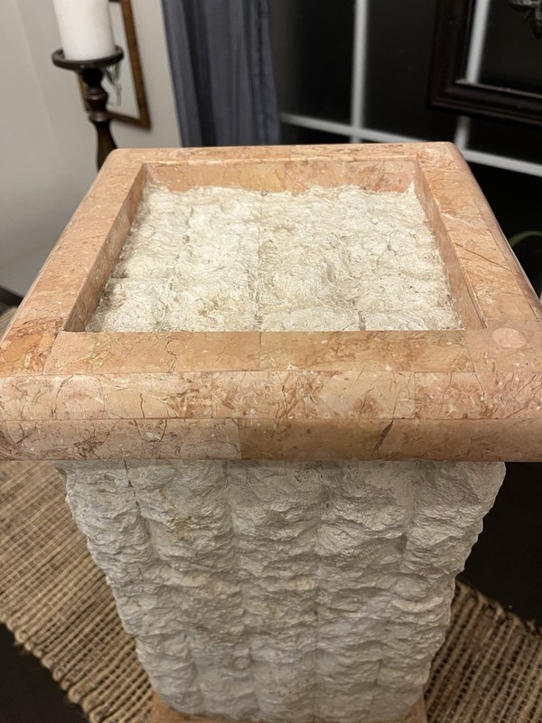 Vintage Magnussen Postmodern Pink and Beige Tessellated Stone Podiums / Tables gallery