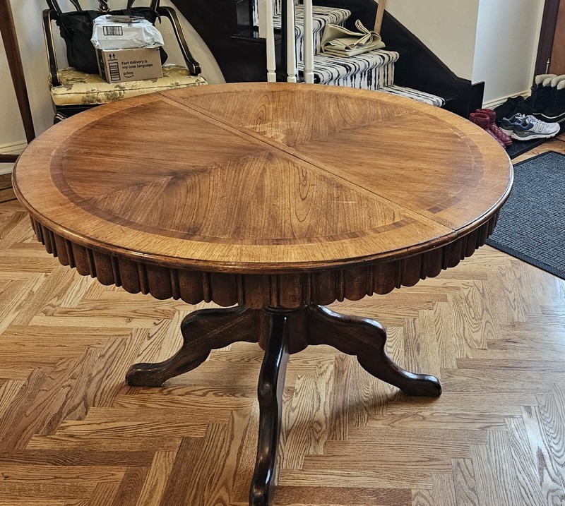 Mid-Century Round to Oval Walnut Extendable Dining Table gallery