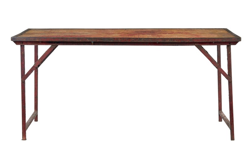 FRENCH 1920’s PAINTED FOLDING METALWORK TABLE gallery