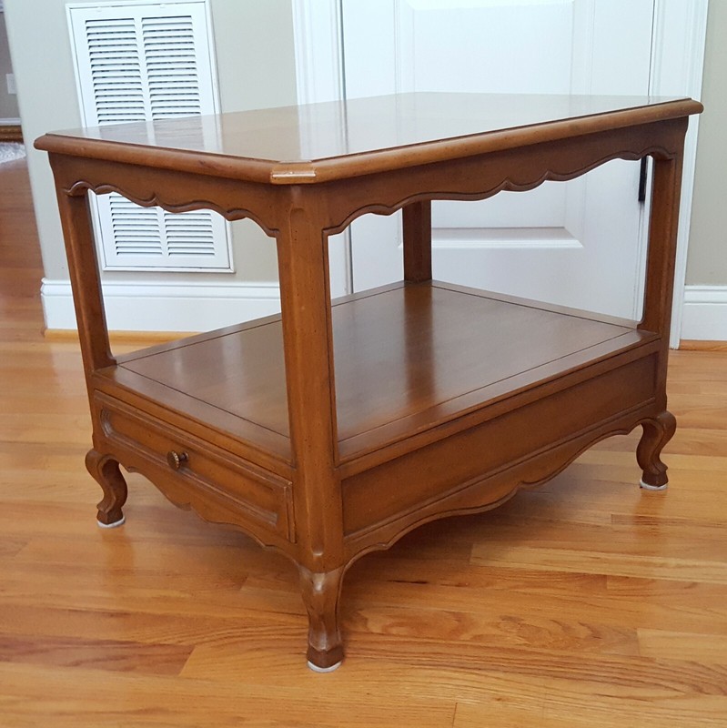 Vintage Drexel Heritage MCM End Table Two Tier Fruitwood/Pecan Lovely Warm Brown gallery