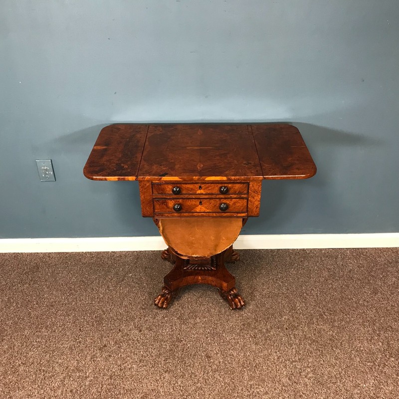 Att. Anthony Quervelle Philadelphia Empire Mahogany Sewing Stand