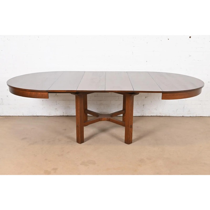 Stickley Antique Mission Oak Arts & Crafts Dining Table, Newly Refinished gallery