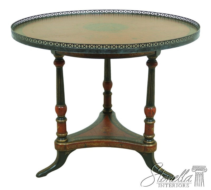 L53738: MAITLAND SMITH Leather Wrapped Decorated Center Table