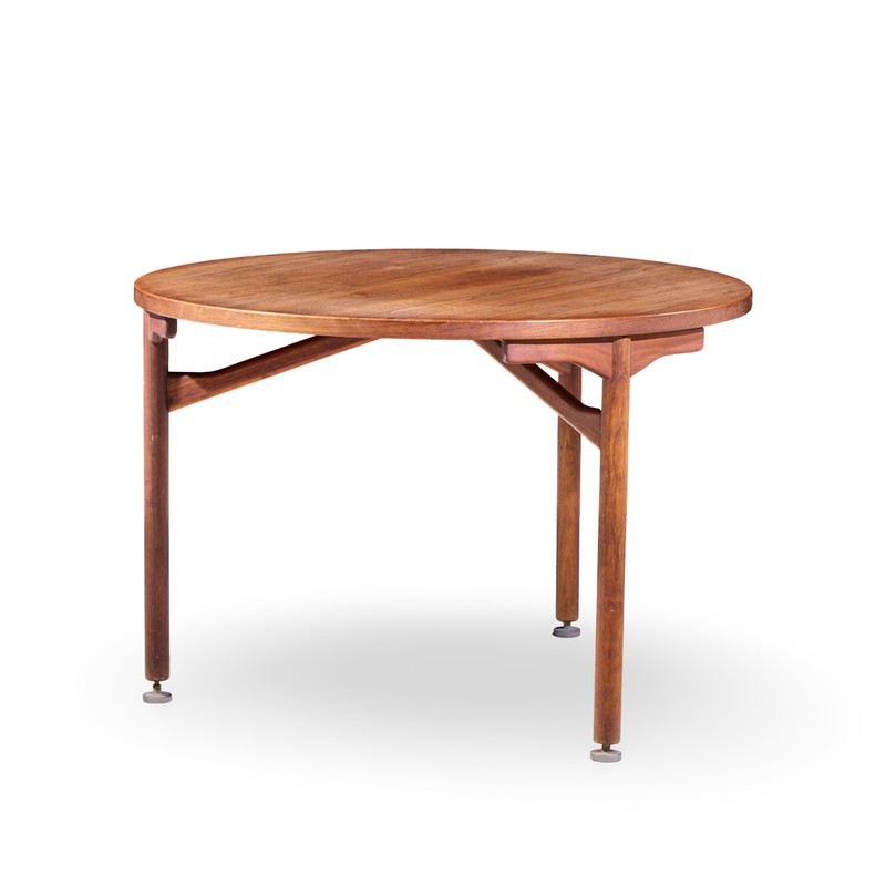 Jens Risom Mid Century Round Walnut Dining Table gallery