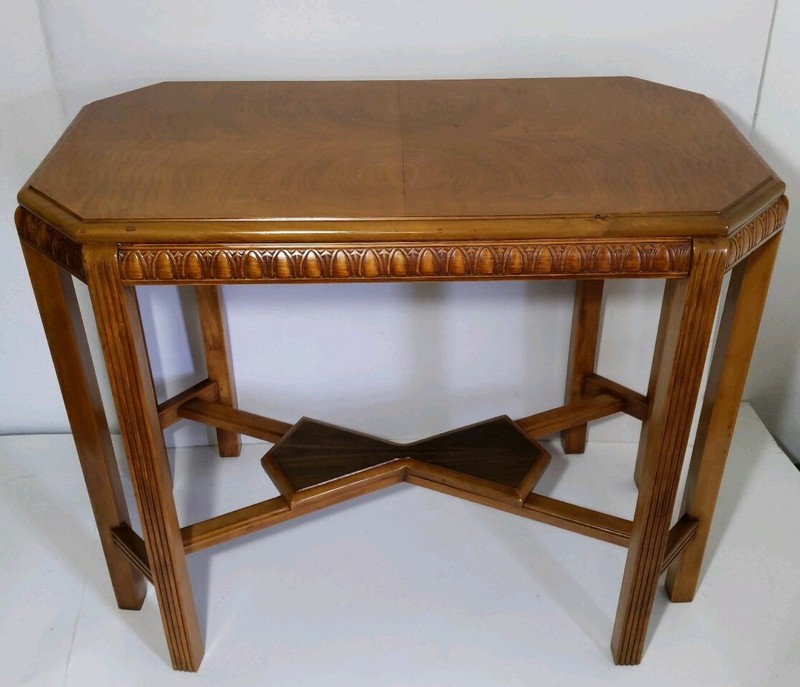 Vintage Art Deco Octagonal Wood Console/Entry/Hall Table – Regency