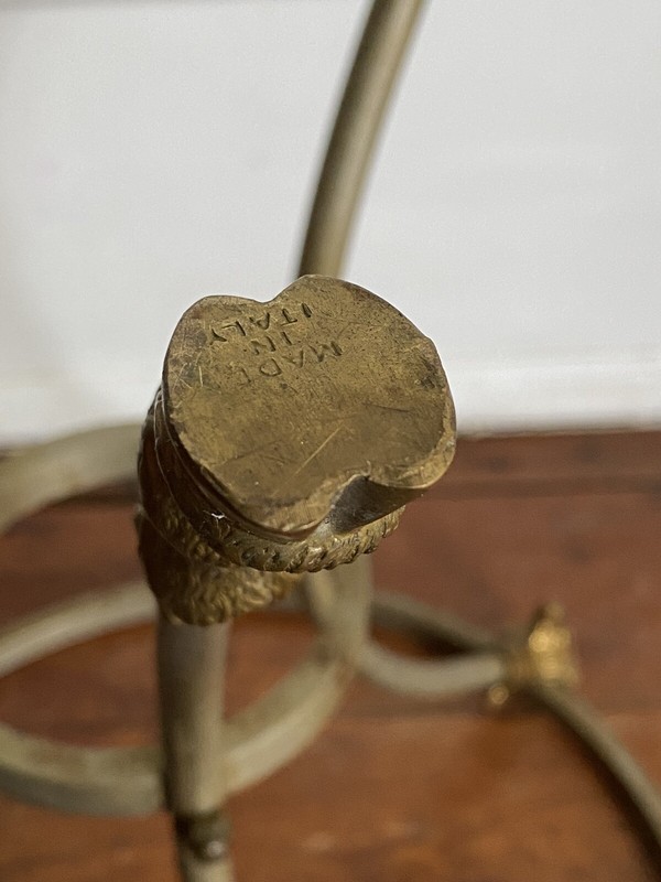 Ram Head & Hoof Maison Jansen Style Side Table Iron/Brass Italy gallery