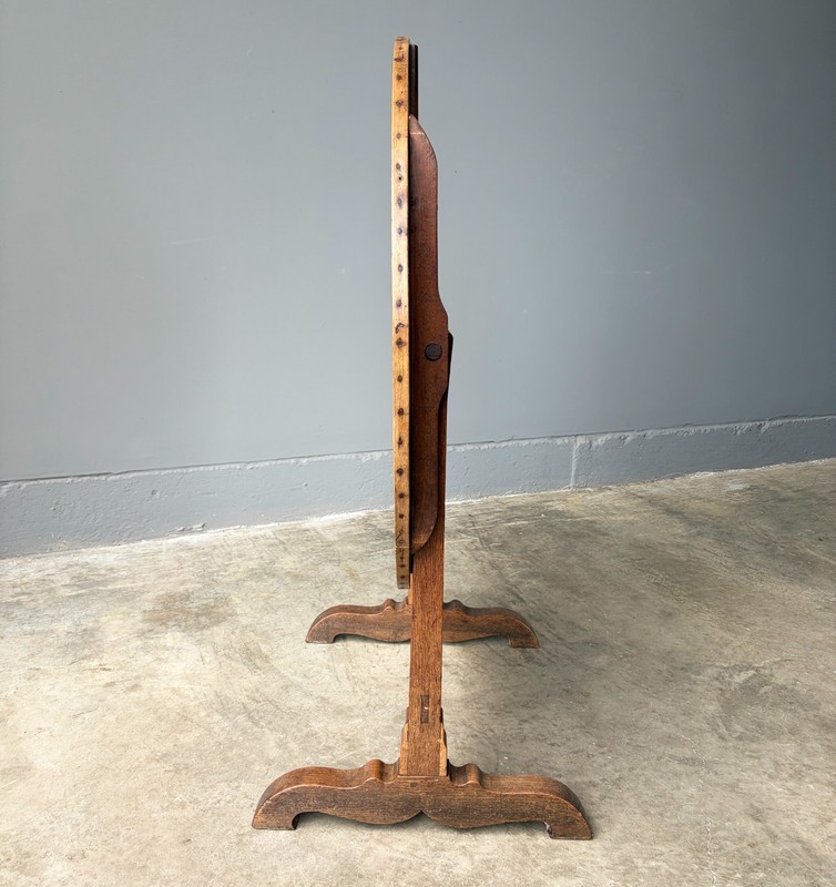 Antique French Solid Oak and Ash Rustic Wood Wine Tasting Table Tilt Top gallery