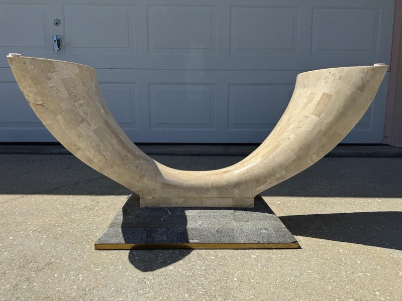 Maitland Smith Tessellated Stone Marble Accent/Console Table. Art Deco MCM gallery