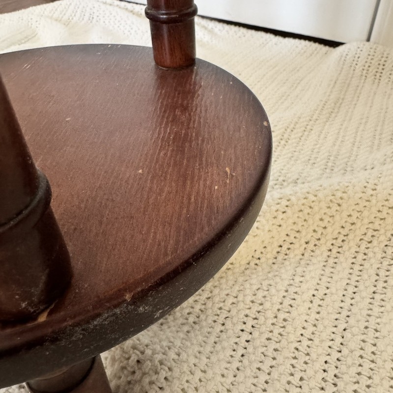 Vintage Solid Hard Wood 3 Legged Round Side Table Plant Stand Tripod Look gallery