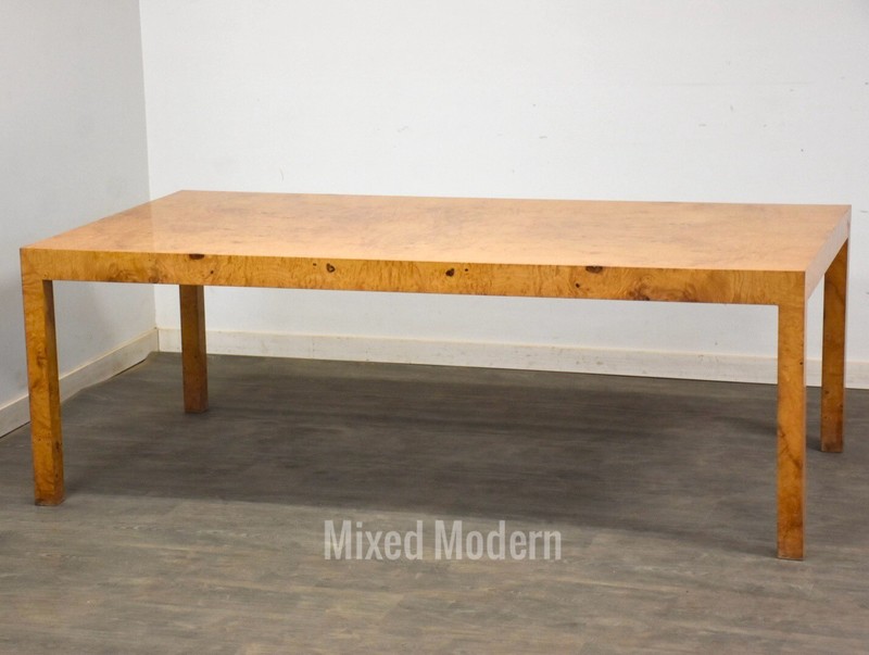 Milo Baughman Seamless 84” Parson Burl Dining Table