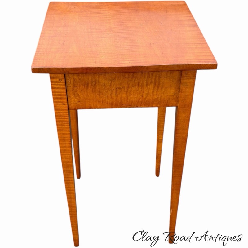 antique style solid tiger maple 1 drawer stand table night work country clean gallery
