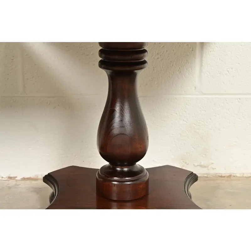Ethan Allen Early American Solid Pine Pedestal Side Tables, Pair gallery