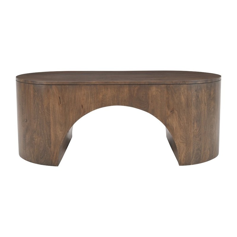 Luna 48″ Modern Architectural Pedestal Curved Coffee Table