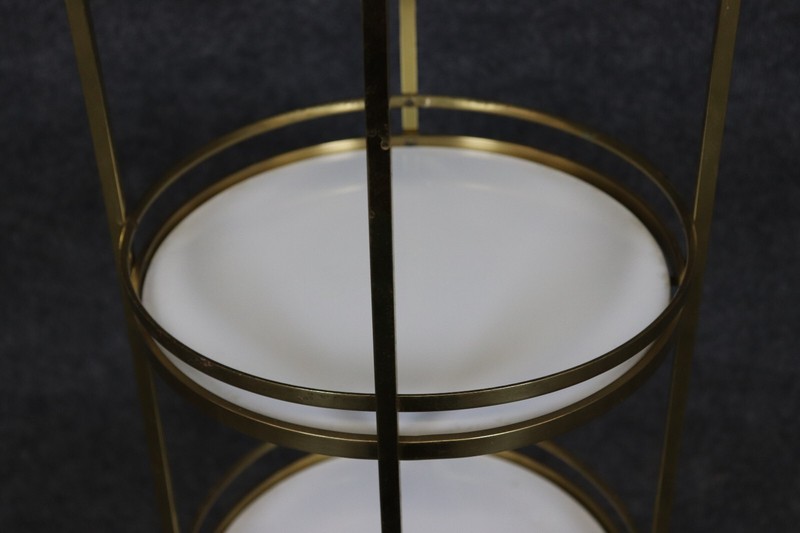 Fine Quality French Brass and Milk Glass Portable Dessert Tray Table or Etagere gallery
