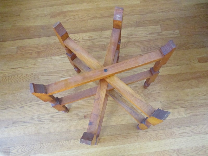 Vintage Moroccan Boho MCM Carved Wood Wooden Folding Side End Table Base Only gallery