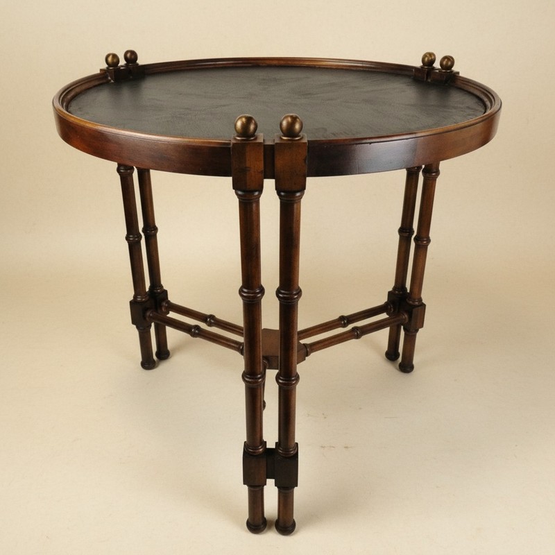 Brandt Round Embassy Collection Faux Bamboo Coffee Table 26x26 Asian Chinoiserie gallery