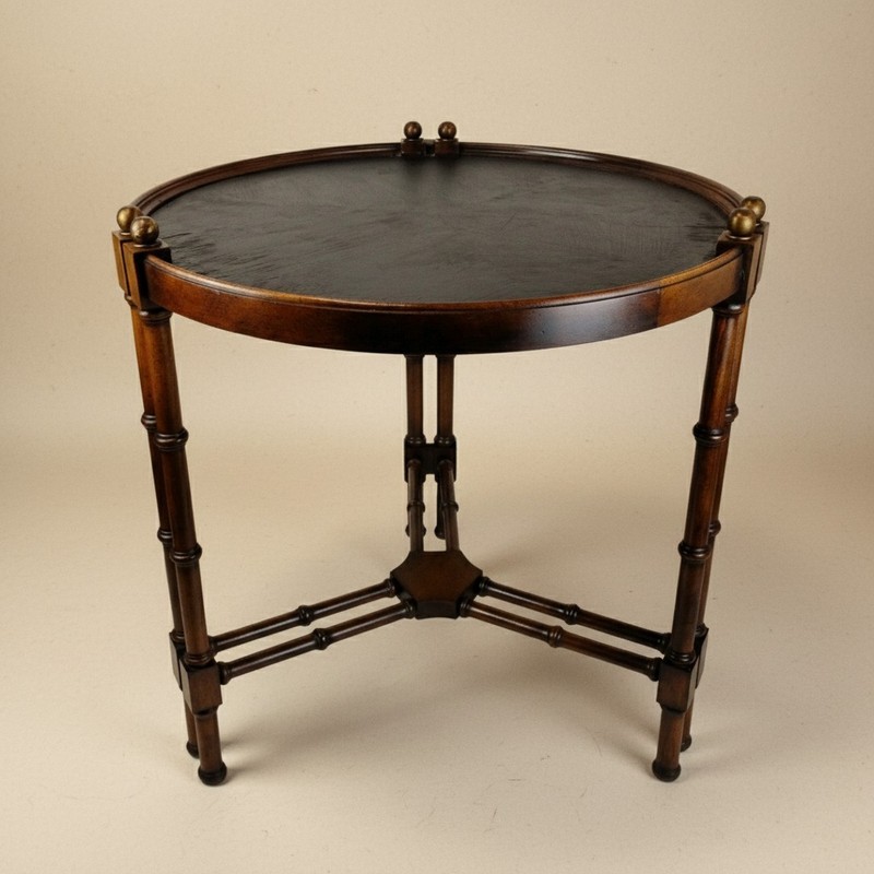 Brandt Round Embassy Collection Faux Bamboo Coffee Table 26×26 Asian Chinoiserie